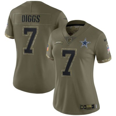 Dallas Cowboys #7 Trevon Diggs Nike Women's 2022 Salute To Service Limited Jersey - Olive